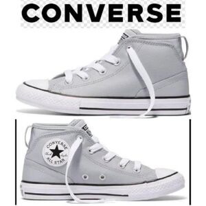Converse Kids Chuck Taylor All Star Syde Street Leather Youth Mid Grey S…